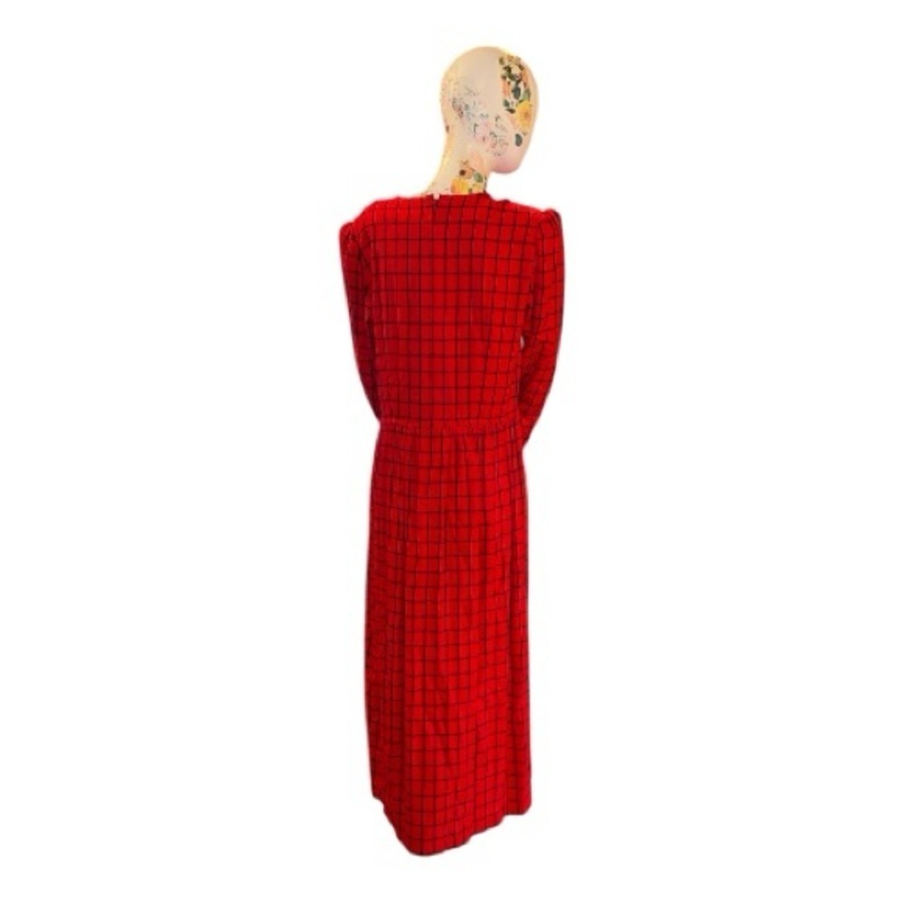Vintage J.Christopher Chic Long Sleeve Red Plaid Dress - Picture 7 of 9
